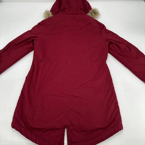 GAP Red Womens Size S Coat with Hood Inside Sherpa Line - Picture 11 of 12